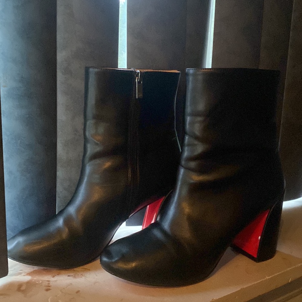 Red Bottom Heeled Booties- light ‘wear n’ tear’- Christian Louboutin